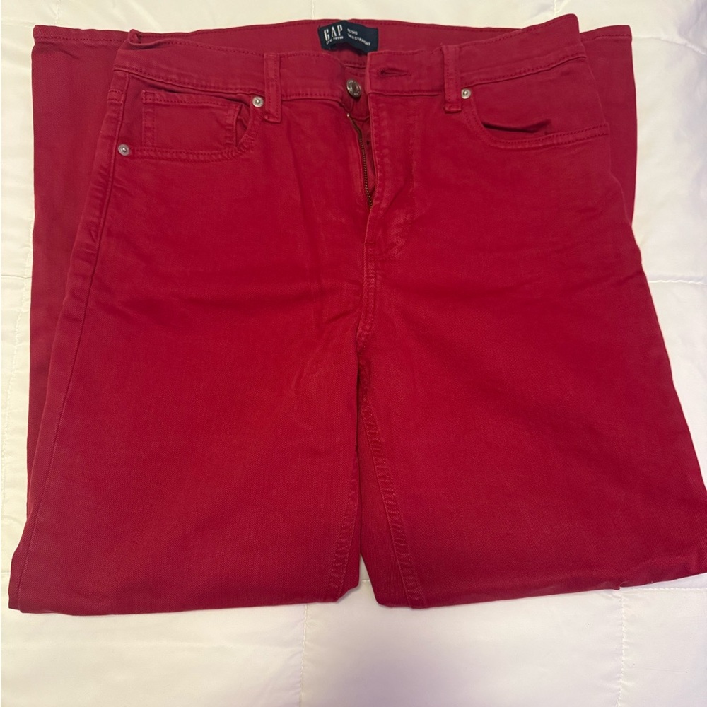 GAP High Rise '90s Original Straight Jeans in BURGUNDY SLED (SHORT)
